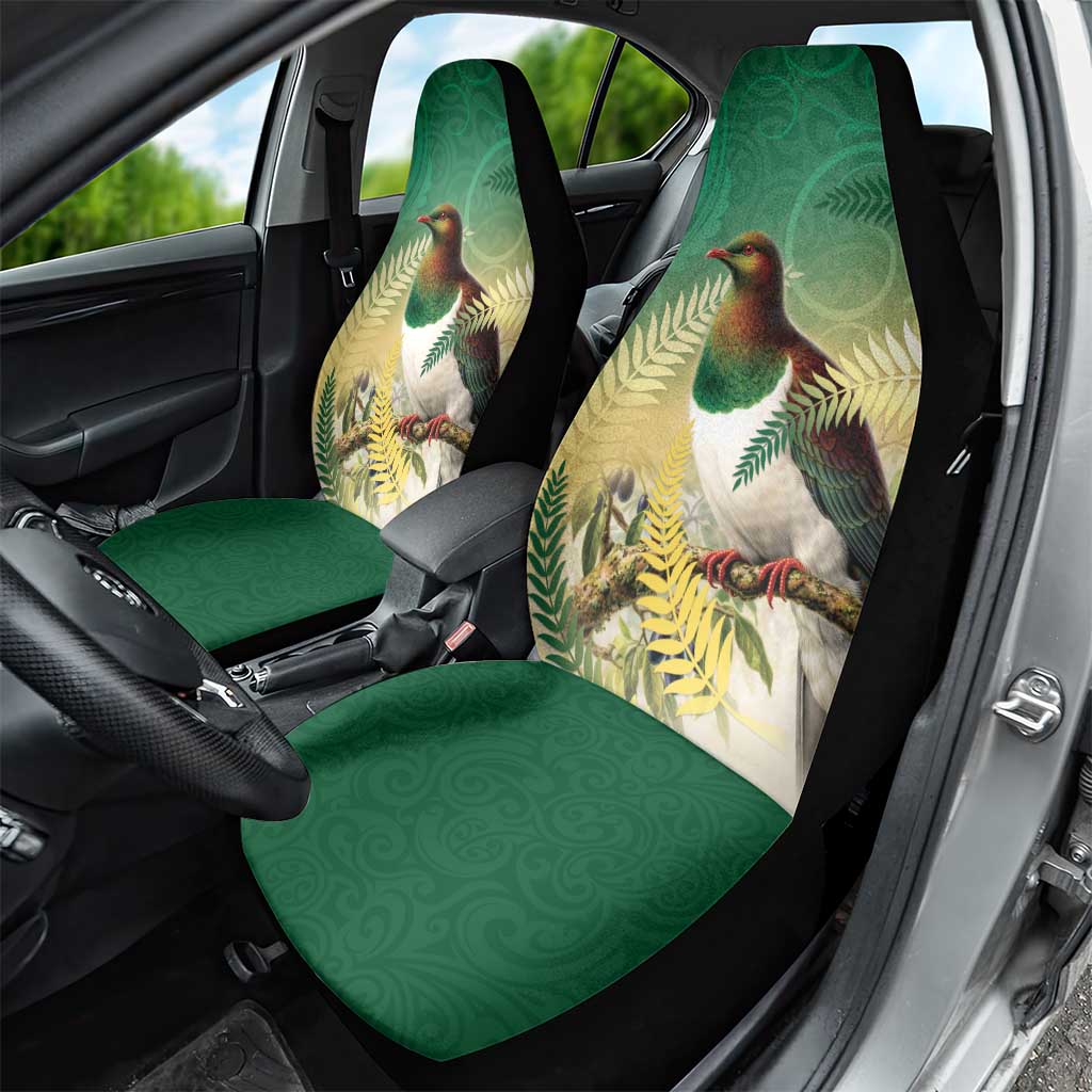 New Zealand Pigeon Kereru Car Seat Cover Maori Fern Art Green Gradient LT05 - Polynesian Pride