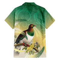 New Zealand Pigeon Kereru Family Matching Summer Maxi Dress and Hawaiian Shirt Maori Fern Art Green Gradient LT05 - Polynesian Pride