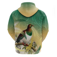New Zealand Pigeon Kereru Hoodie Maori Fern Art Green Gradient LT05 - Polynesian Pride