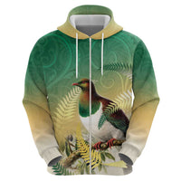 New Zealand Pigeon Kereru Hoodie Maori Fern Art Green Gradient LT05 - Polynesian Pride