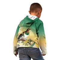New Zealand Pigeon Kereru Kid Hoodie Maori Fern Art Green Gradient LT05 - Polynesian Pride