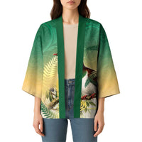 New Zealand Pigeon Kereru Kimono Maori Fern Art Green Gradient - Polynesian Pride
