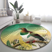 New Zealand Pigeon Kereru Round Carpet Maori Fern Art Green Gradient - Polynesian Pride