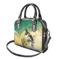 New Zealand Pigeon Kereru Shoulder Handbag Maori Fern Art Green Gradient - Polynesian Pride