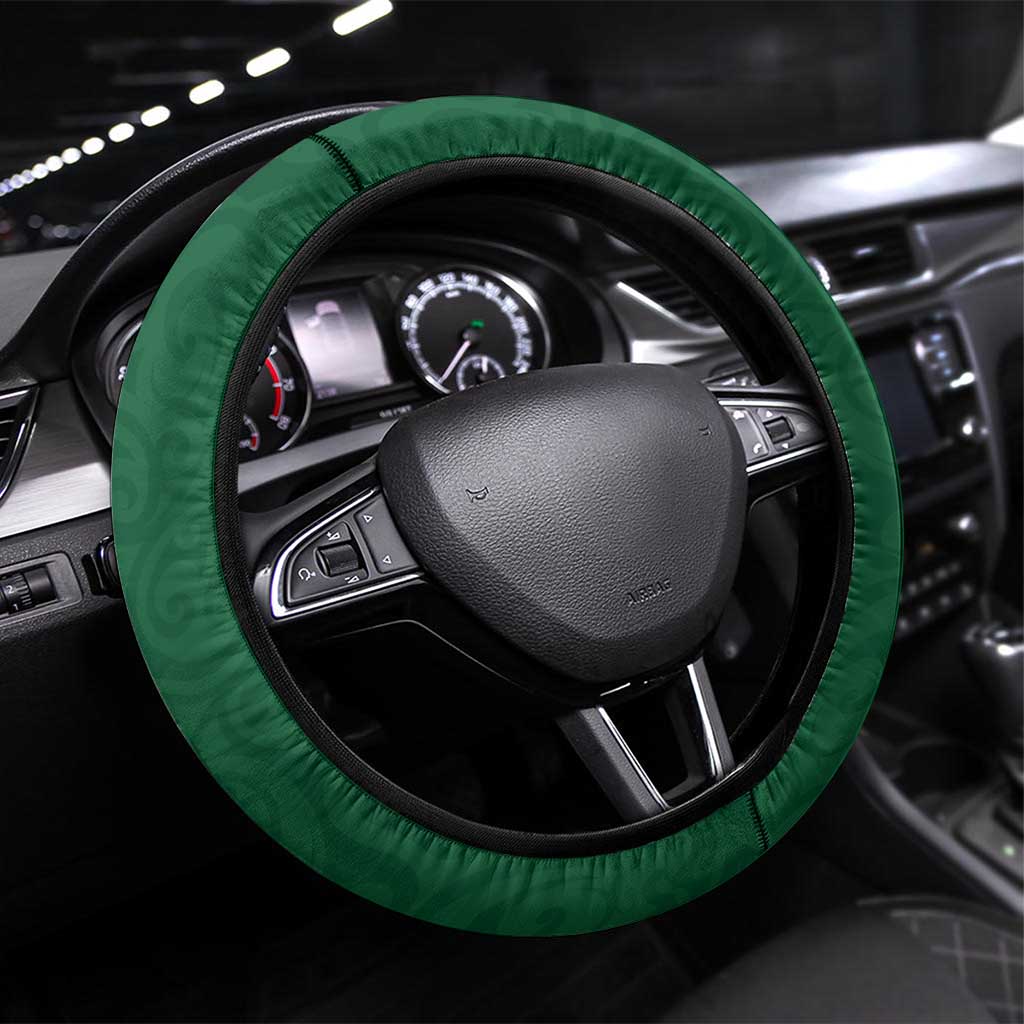 New Zealand Pigeon Kereru Steering Wheel Cover Maori Fern Art Green Gradient LT05 Universal Fit Green - Polynesian Pride