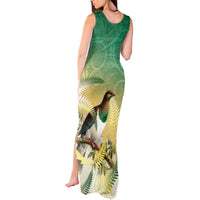 New Zealand Pigeon Kereru Tank Maxi Dress Maori Fern Art Green Gradient LT05 - Polynesian Pride