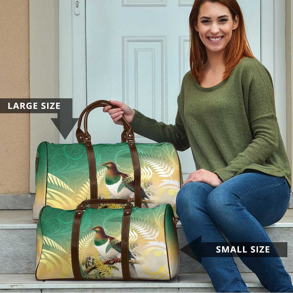 New Zealand Pigeon Kereru Travel Bag Maori Fern Art Green Gradient LT05 - Polynesian Pride