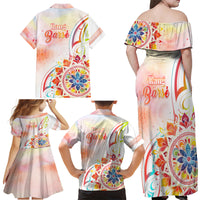 Happy Holi Festival Family Matching Off Shoulder Maxi Dress and Hawaiian Shirt Rangoli With Polynesian Pattern LT05 - Polynesian Pride