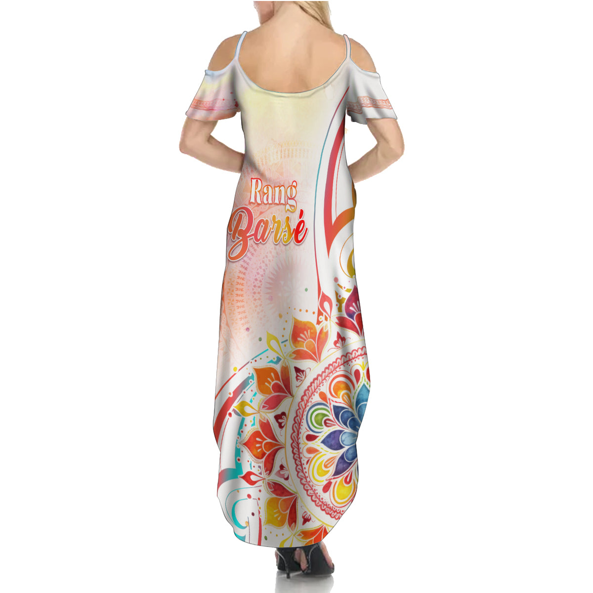 Happy Holi Festival Family Matching Summer Maxi Dress and Hawaiian Shirt Rangoli With Polynesian Pattern LT05 - Polynesian Pride