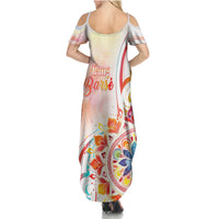 Happy Holi Festival Family Matching Summer Maxi Dress and Hawaiian Shirt Rangoli With Polynesian Pattern LT05 - Polynesian Pride