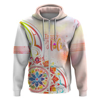 Happy Holi Festival Hoodie Rangoli With Polynesian Pattern LT05 Zip Hoodie White - Polynesian Pride