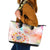 Happy Holi Festival Leather Tote Bag Rangoli With Polynesian Pattern LT05 White - Polynesian Pride