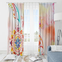 Happy Holi Festival Window Curtain Rangoli With Polynesian Pattern LT05 - Polynesian Pride