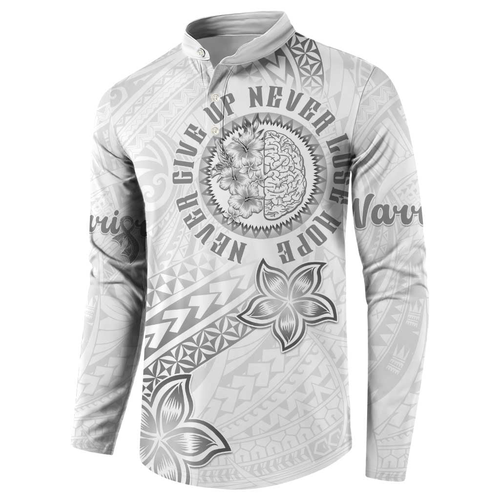 Brain Cancer Warrior Button Sweatshirt Never Give Up