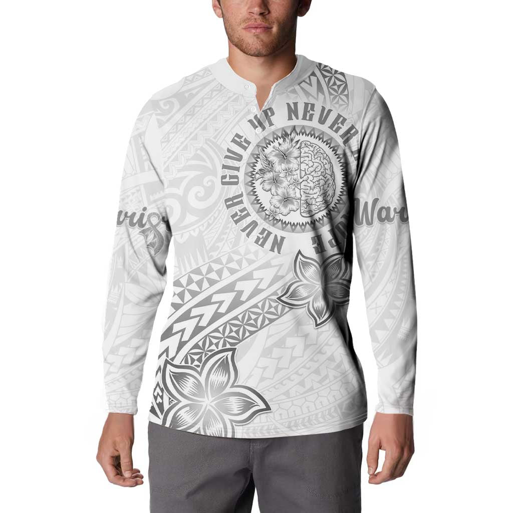Brain Cancer Warrior Button Sweatshirt Never Give Up