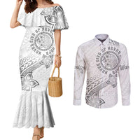 Brain Cancer Warrior Couples Matching Mermaid Dress and Long Sleeve Button Shirt Never Give Up