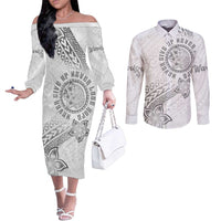 Brain Cancer Warrior Couples Matching Off The Shoulder Long Sleeve Dress and Long Sleeve Button Shirt Never Give Up