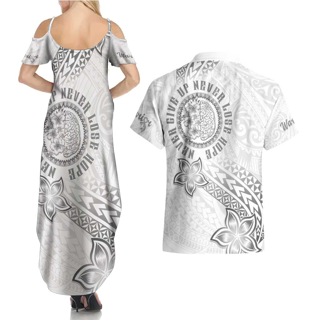 Brain Cancer Warrior Couples Matching Summer Maxi Dress and Hawaiian Shirt Never Give Up