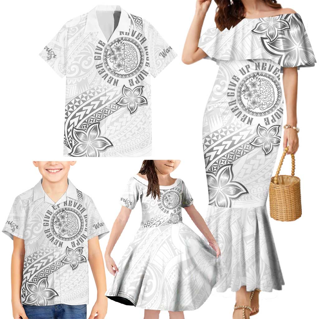 Brain Cancer Warrior Family Matching Mermaid Dress and Hawaiian Shirt Never Give Up