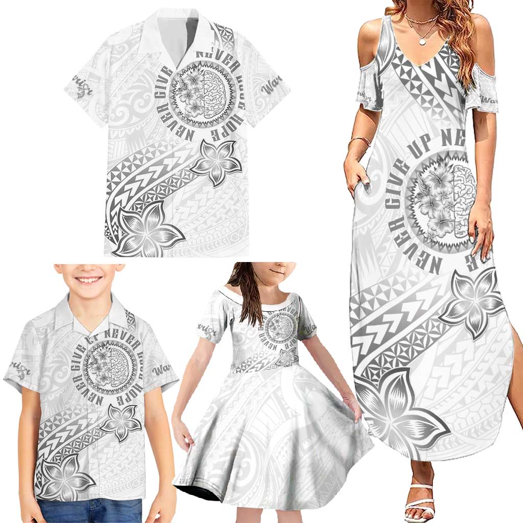 Brain Cancer Warrior Family Matching Summer Maxi Dress and Hawaiian Shirt Never Give Up