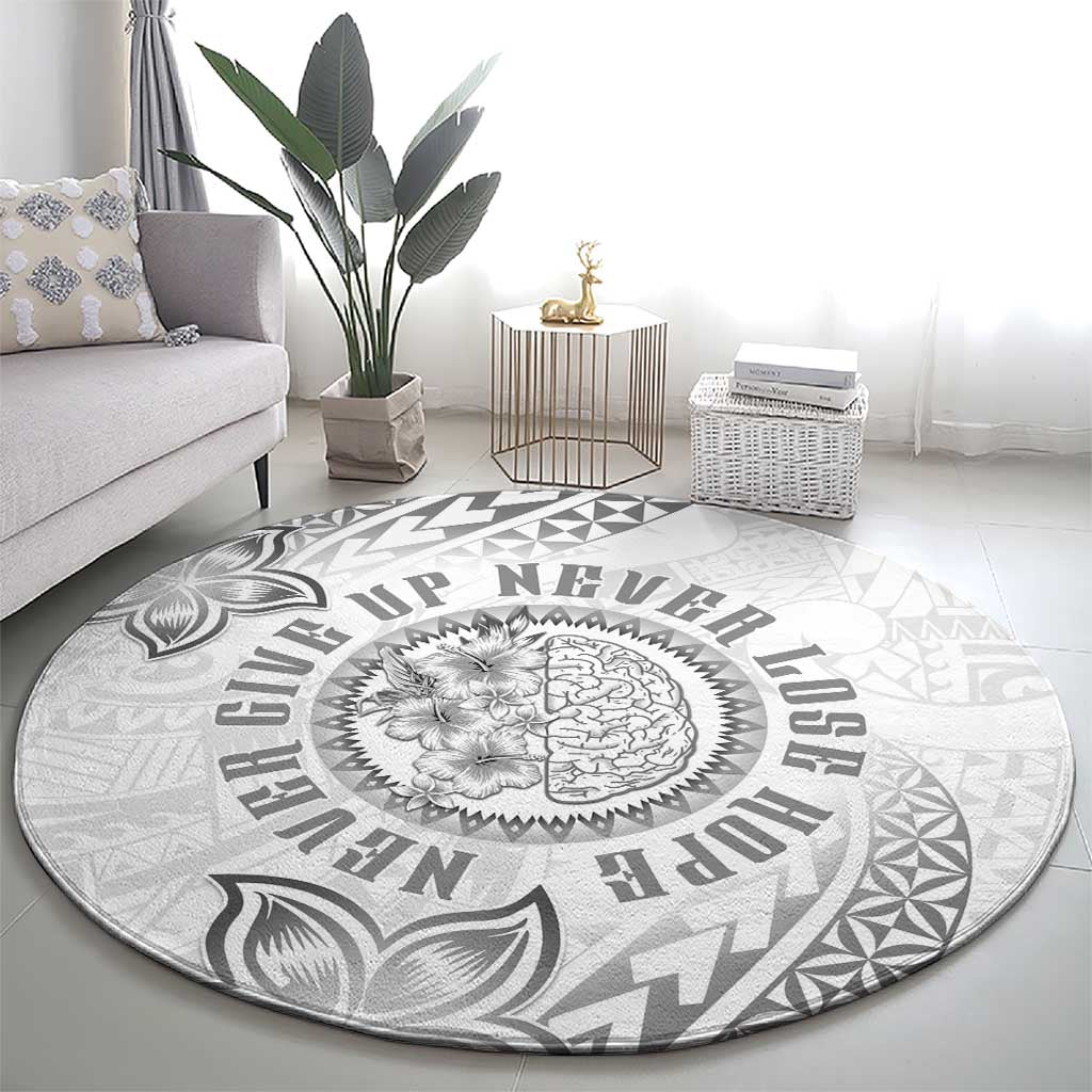 Brain Cancer Warrior Round Carpet Never Give Up