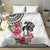 White Polynesian Hammerhead Shark Tribal Pattern Bedding Set