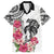 White Polynesian Hammerhead Shark Tribal Pattern Family Matching Tank Maxi Dress and Hawaiian Shirt