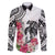 White Polynesian Hammerhead Shark Tribal Pattern Family Matching Tank Maxi Dress and Hawaiian Shirt