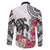 White Polynesian Hammerhead Shark Tribal Pattern Family Matching Tank Maxi Dress and Hawaiian Shirt