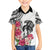 White Polynesian Hammerhead Shark Tribal Pattern Family Matching Tank Maxi Dress and Hawaiian Shirt