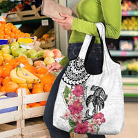 White Polynesian Hammerhead Shark Tribal Pattern Grocery Bag