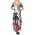 White Polynesian Hammerhead Shark Tribal Pattern Summer Maxi Dress