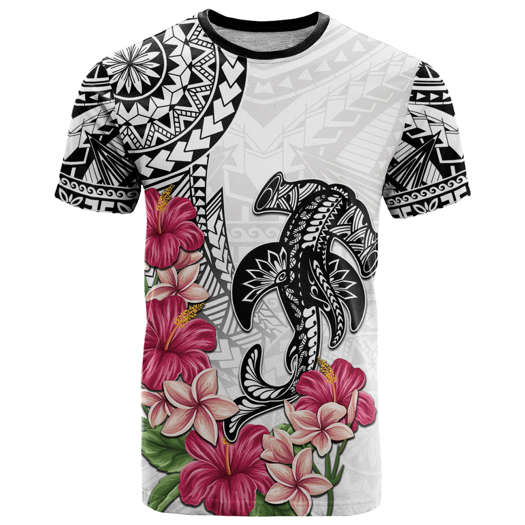 White Polynesian Hammerhead Shark Tribal Pattern T Shirt