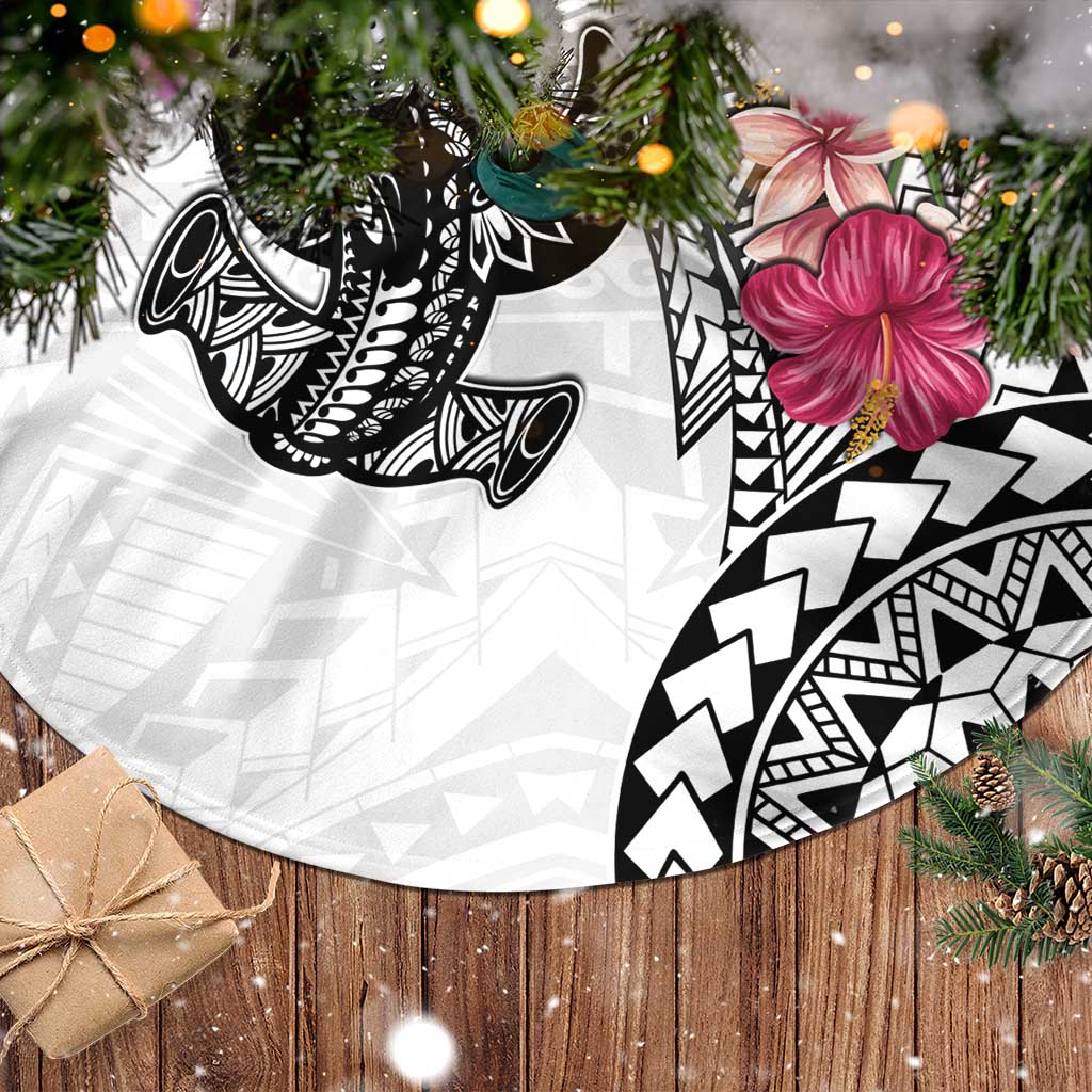 White Polynesian Hammerhead Shark Tribal Pattern Tree Skirt