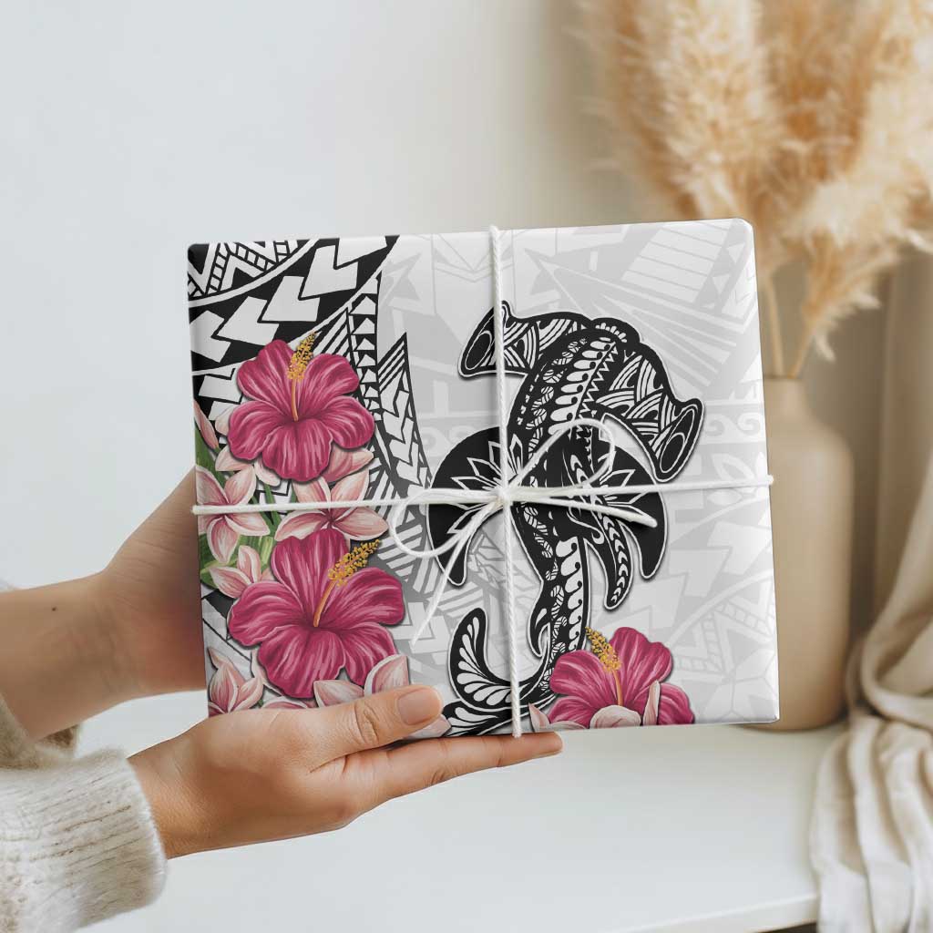 White Polynesian Hammerhead Shark Tribal Pattern Wrapping Paper - Polynesian Pride