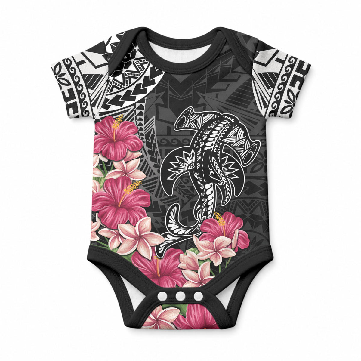 Black Polynesian Hammerhead Shark Tribal Pattern Baby Onesie LT05 Black - Polynesian Pride
