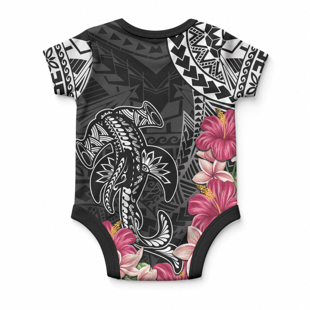 Black Polynesian Hammerhead Shark Tribal Pattern Baby Onesie LT05 - Polynesian Pride