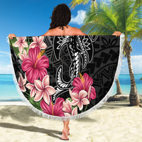 Black Polynesian Hammerhead Shark Tribal Pattern Beach Blanket