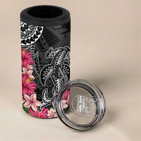 Black Polynesian Hammerhead Shark Tribal Pattern 4 in 1 Can Cooler Tumbler