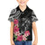 Black Polynesian Hammerhead Shark Tribal Pattern Family Matching Tank Maxi Dress and Hawaiian Shirt