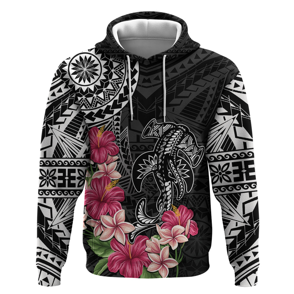 Black Polynesian Hammerhead Shark Tribal Pattern Hoodie