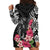 Black Polynesian Hammerhead Shark Tribal Pattern Hoodie Dress