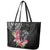 Black Polynesian Hammerhead Shark Tribal Pattern Leather Tote Bag