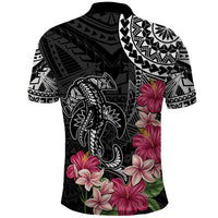 Black Polynesian Hammerhead Shark Tribal Pattern Polo Shirt
