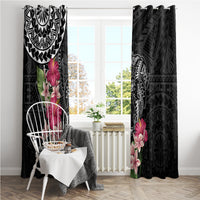 Black Polynesian Hammerhead Shark Tribal Pattern Window Curtain
