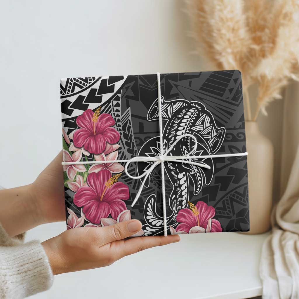 Black Polynesian Hammerhead Shark Tribal Pattern Wrapping Paper - Polynesian Pride