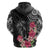 Black Polynesian Hammerhead Shark Tribal Pattern Zip Hoodie