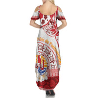 French Polynesia Internal Autonomy Day Family Matching Summer Maxi Dress and Hawaiian Shirt Tropical Hibiscus And Turtle Pattern