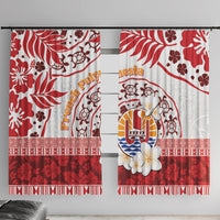 French Polynesia Internal Autonomy Day Window Curtain Tropical Hibiscus And Turtle Pattern