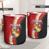 Tonga Emancipation Day Laundry Basket Tongan Ngatu Pattern With Plumeria